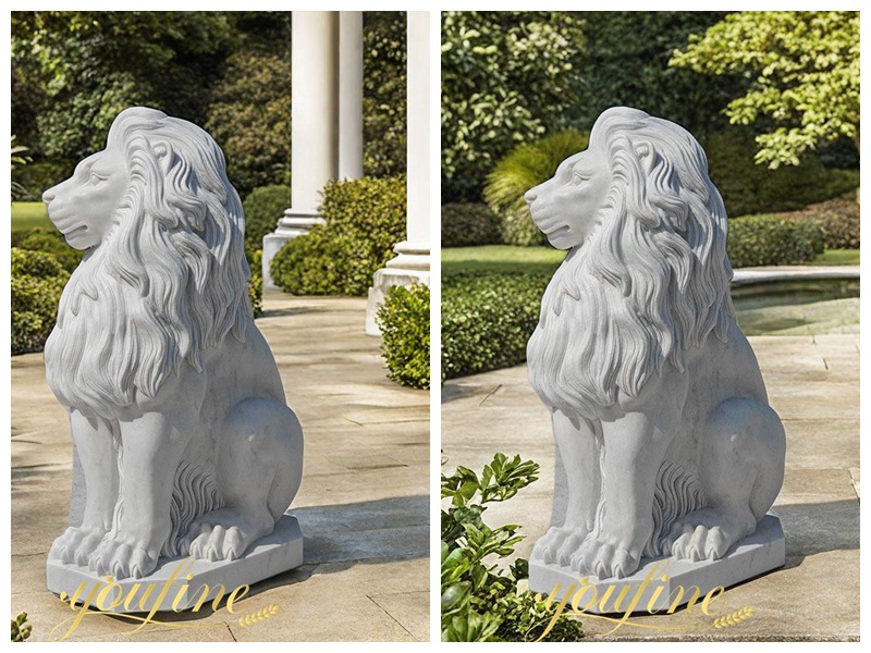 Life Size Outdoor Marble Lion Statue for Home Decor (2)