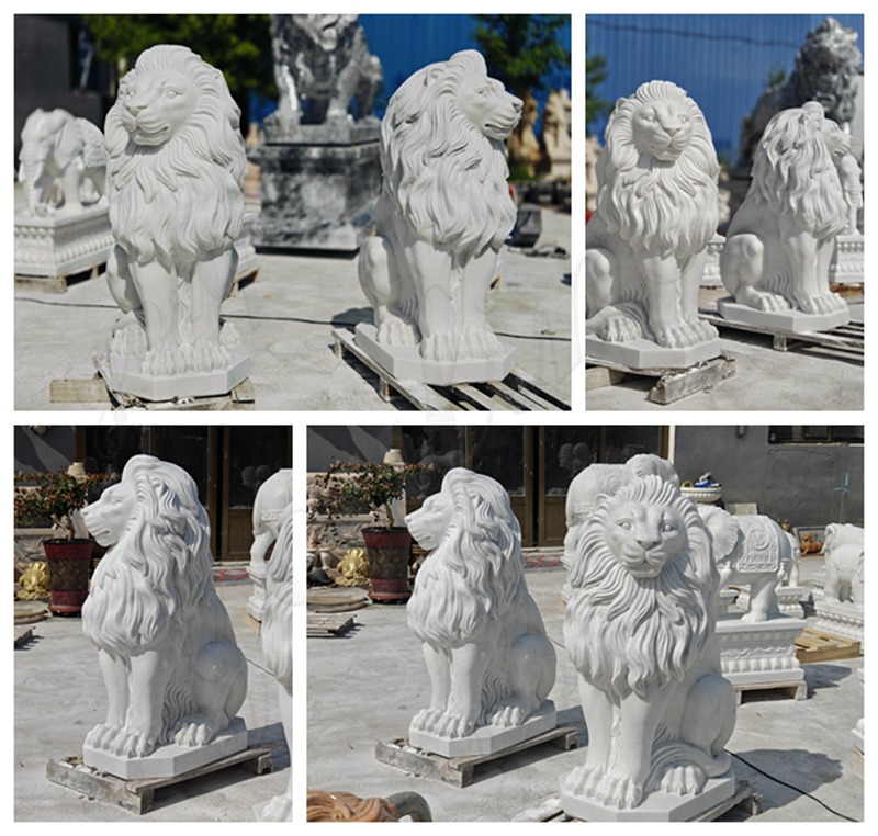 Life Size Outdoor Marble Lion Statue for Home Decor (3)